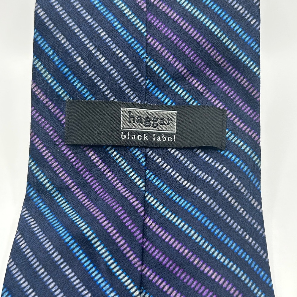 Haggar Black Label Men's Striped Tie - Blue and Purple